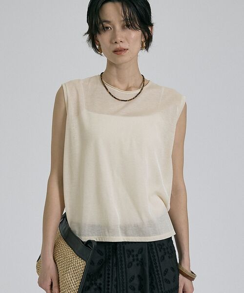 qualite / カリテ キャミソール・チューブトップ | シアーノースリーブT【予約】（クリーム）