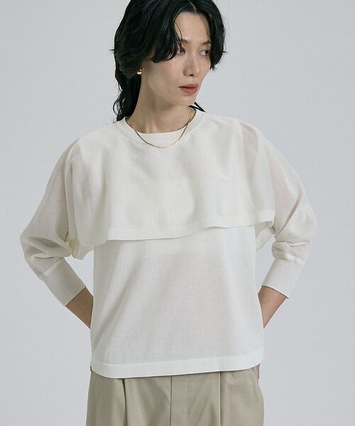 qualite / カリテ シャツ・ブラウス | 【ケープ×タンクの2WAY仕様】シアーケープニット【予約】（オフホワイト）