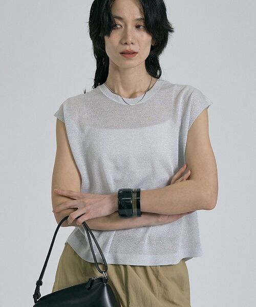 qualite / カリテ ベスト | 【前後着用可能！】ラメ2WAYニット【予約】（シルバー）