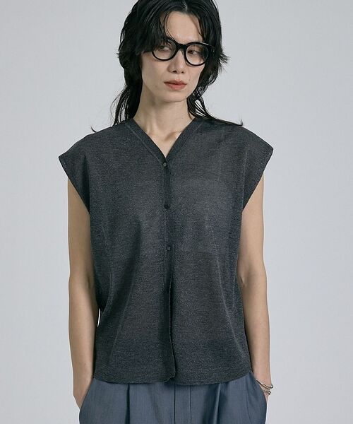 qualite / カリテ ベスト | 【前後着用可能！】ラメ2WAYニット【予約】（チャコールグレー）