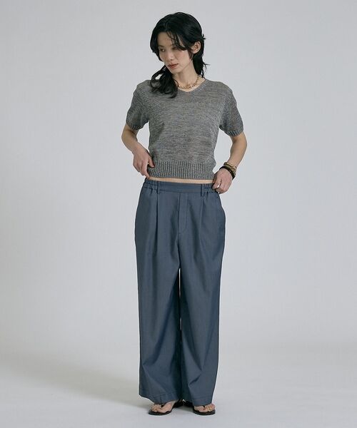 qualite / カリテ ニット・セーター | カラーポリリネンVネックニット【予約】 | 詳細14