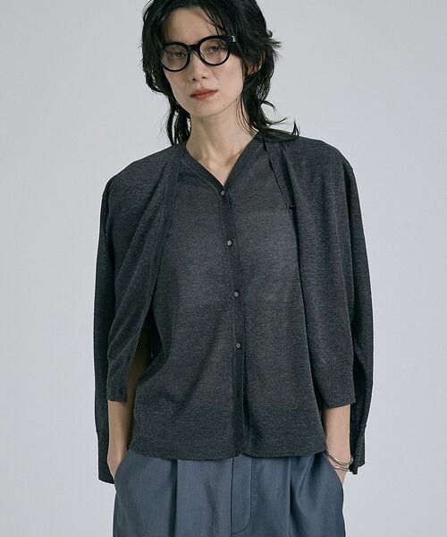qualite / カリテ カーディガン・ボレロ | 【昨年大人気アイテム！新色追加】ラメニットカーディガン【予約】（チャコールグレー）
