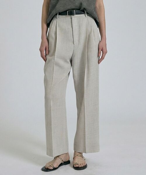 qualite / カリテ パンツ | 【セットアップ対応】メッシュ2タックストレードパンツ【予約】（ライトベージュ）