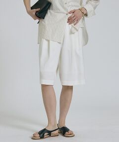 【大人が穿ける上品ショート丈／新型登場】リネンライクショートパンツ/セットアップ