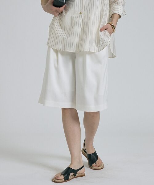 qualite / カリテ ショート・ハーフ・半端丈パンツ | 【大人が穿ける上品ショート丈／新型登場】リネンライクショートパンツ/セットアップ | 詳細4