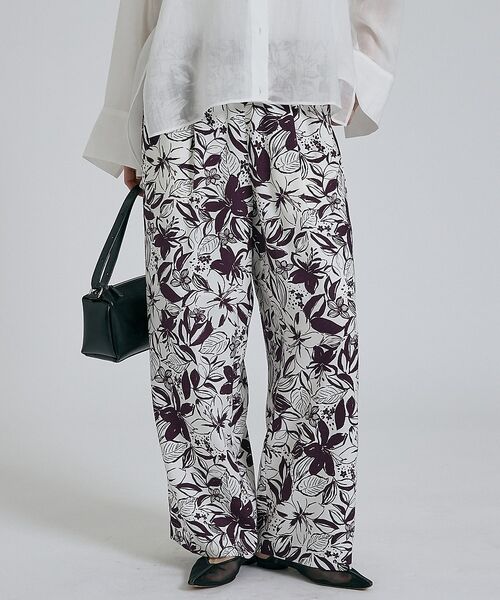 qualite / カリテ パンツ | 【大人のための柄パンツ】ボタニカルプリントパンツ（ワイン）