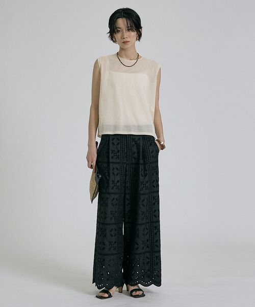 qualite / カリテ パンツ | 【セットアップ対応】エンブロイダリーワイドパンツ【予約】 | 詳細2