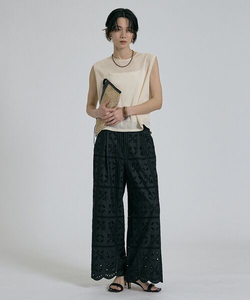 qualite / カリテ パンツ | 【セットアップ対応】エンブロイダリーワイドパンツ【予約】 | 詳細3