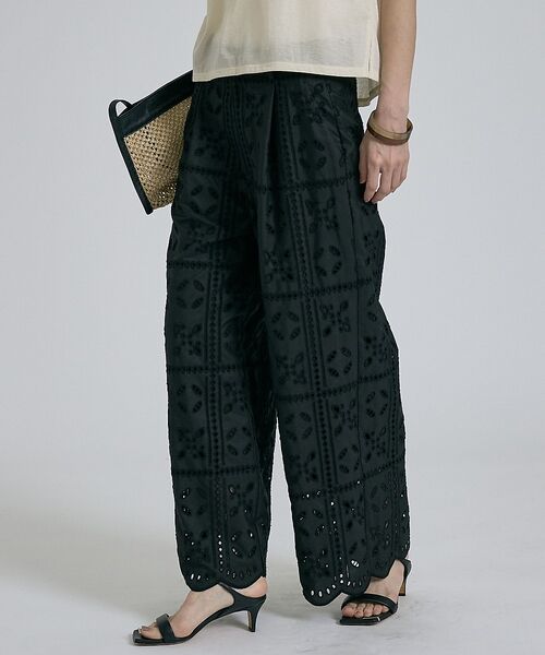 qualite / カリテ パンツ | 【セットアップ対応】エンブロイダリーワイドパンツ【予約】（ブラック）