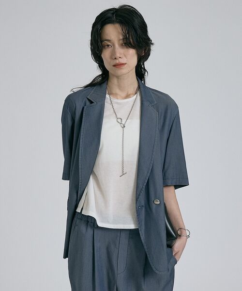 qualite / カリテ その他アウター | 【接触冷感＆セットアップ対応】ライトデニムハーフスリーブジャケット【予約】 | 詳細21