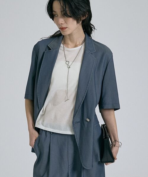 qualite / カリテ その他アウター | 【接触冷感＆セットアップ対応】ライトデニムハーフスリーブジャケット【予約】（インディゴ）