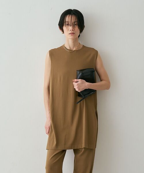 qualite / カリテ チュニック | 【接触冷感・セットアップ対応】レーヨンストレッチニットチュニック | 詳細10