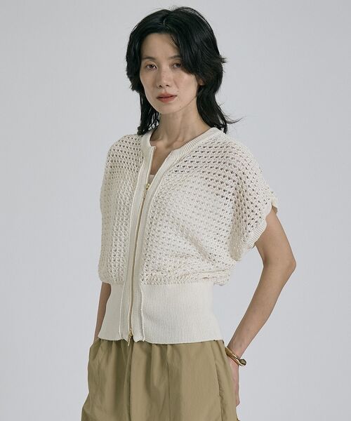 qualite / カリテ ニット・セーター | ZIP UP 透かしニット【予約】 | 詳細4