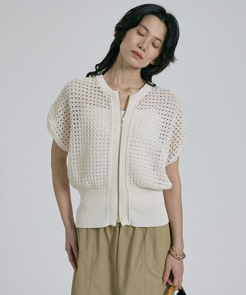 qualite / カリテ ニット・セーター | ZIP UP 透かしニット【予約】 | 詳細5