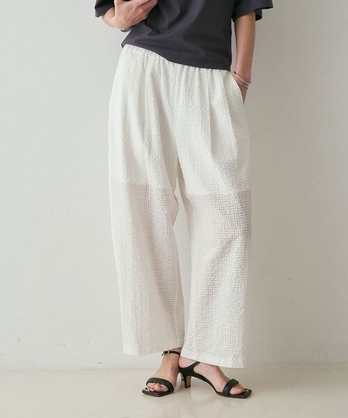 qualite / カリテ パンツ | 【セットアップ対応】シアーギンガムクロップドパンツ【予約】（ホワイト）