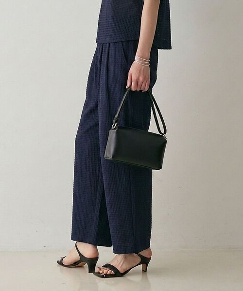 qualite / カリテ パンツ | 【セットアップ対応】シアーギンガムクロップドパンツ【予約】（ネイビー）