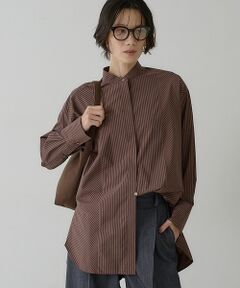 qualite / カリテ シャツ・ブラウス | ストライプスタンドカラーシャツ【予約】