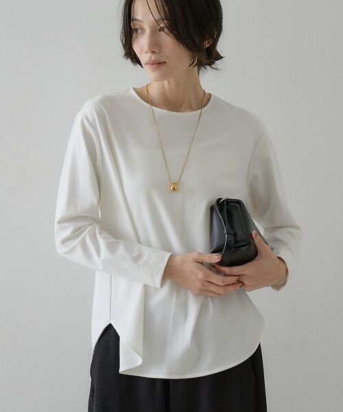 qualite / カリテ Tシャツ | スムースシャツテールプルオーバー【予約】（オフホワイト）