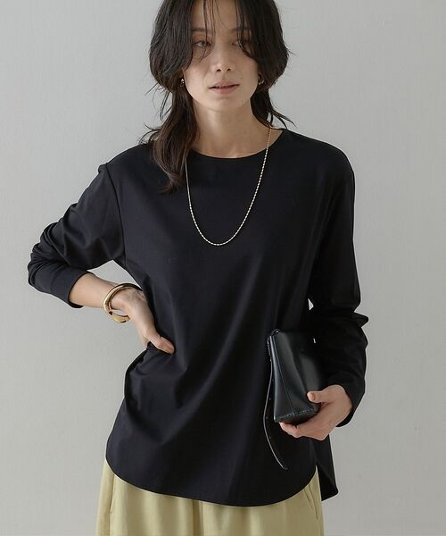 qualite / カリテ Tシャツ | スムースシャツテールプルオーバー【予約】（ブラック）