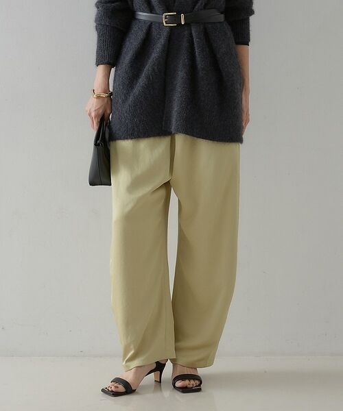 qualite / カリテ パンツ | ジョーゼットサテンワイドパンツ【予約】(マスタード)