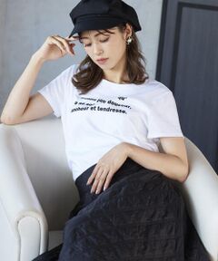 【大きいサイズ】潤うロゴTシャツ≪スキンケア加工/洗濯機で洗える≫