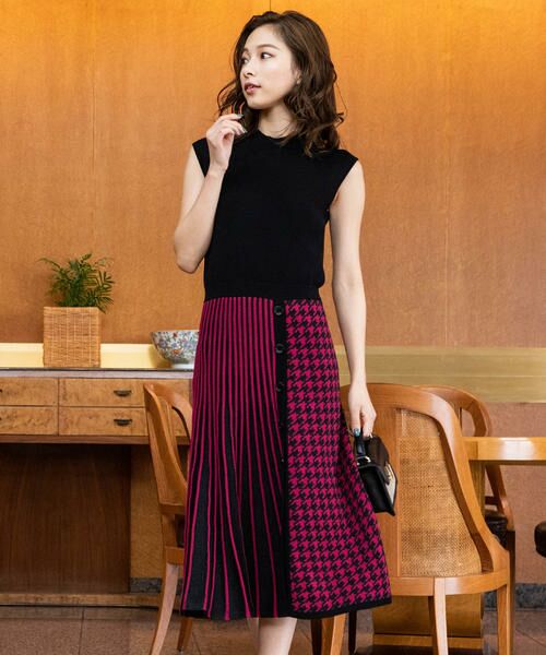 セール 手洗い可能 千鳥ミックスニットワンピース ワンピース Queens Court クイーンズコート ファッション通販 タカシマヤファッションスクエア