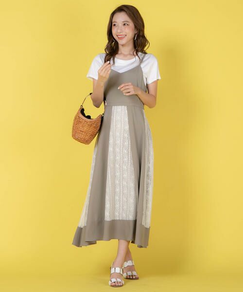 セール セットアイテム レース切り替えキャミソールワンピース Tシャツセット ワンピース Queens Court クイーンズコート ファッション通販 タカシマヤファッションスクエア