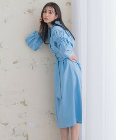 QUEENS COURT / クイーンズコート ロング・マキシ丈ワンピース | 袖ダイヤタックシャツワンピース《洗濯機で洗える》