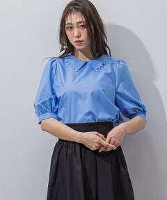 QUEENS COURT / クイーンズコート シャツ・ブラウス | 衿プチパールブラウス≪洗濯機で洗える≫