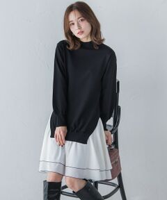 QUEENS COURT / クイーンズコート ロング・マキシ丈ワンピース | 布帛ドッキングニットワンピ≪手洗い可能≫