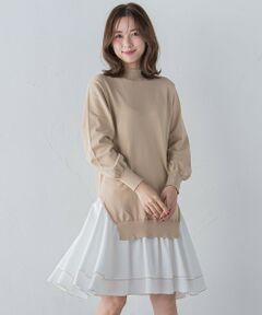 QUEENS COURT / クイーンズコート ロング・マキシ丈ワンピース | 布帛ドッキングニットワンピ≪手洗い可能≫