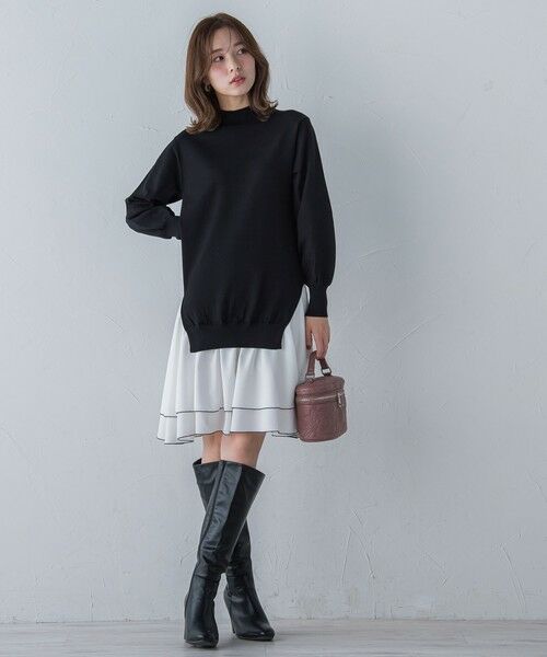 QUEENS COURT / クイーンズコート ロング・マキシ丈ワンピース | 布帛ドッキングニットワンピ≪手洗い可能≫ | 詳細6