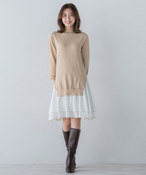 QUEENS COURT / クイーンズコート ロング・マキシ丈ワンピース | 布帛ドッキングニットワンピ≪手洗い可能≫ | 詳細11