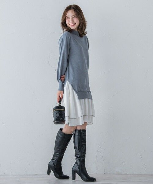 QUEENS COURT / クイーンズコート ロング・マキシ丈ワンピース | 布帛ドッキングニットワンピ≪手洗い可能≫ | 詳細26