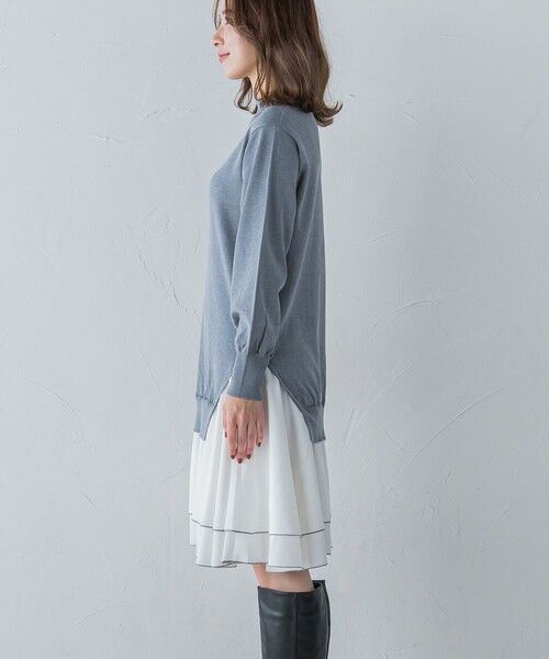 QUEENS COURT / クイーンズコート ロング・マキシ丈ワンピース | 布帛ドッキングニットワンピ≪手洗い可能≫ | 詳細17