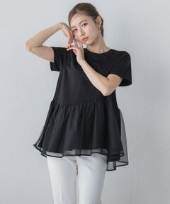 異素材ドッキングTシャツ≪手洗い可能≫