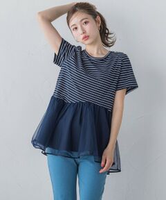 異素材ドッキングTシャツ≪手洗い可能≫