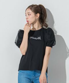 ジュエルロゴチュールパフTシャツ≪洗濯機で洗える≫