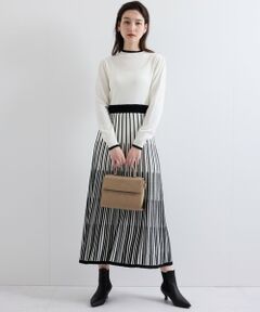 QUEENS COURT / クイーンズコート ロング・マキシ丈ワンピース | 【新色追加】ストライプジャガードニットワンピース≪手洗い可能≫