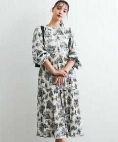 QUEENS COURT / クイーンズコート ロング・マキシ丈ワンピース | グラフィックプリーツワンピース≪洗濯機で洗える≫