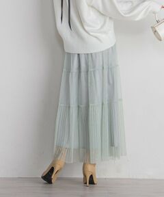 QUEENS COURT / クイーンズコート ミニ・ひざ丈スカート | ラメチュールティアードスカート≪手洗い可能≫