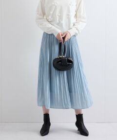 QUEENS COURT / クイーンズコート ミニ・ひざ丈スカート | ナイルサテンプリーツスカート≪手洗い可能≫