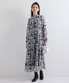 QUEENS COURT / クイーンズコート ロング・マキシ丈ワンピース | フラワーシアーワンピース≪洗濯機で洗える≫