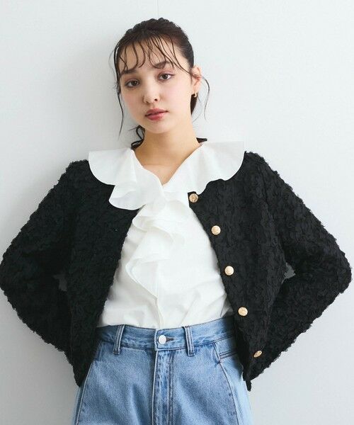 QUEENS COURT / クイーンズコート テーラードジャケット | デティールノーカラージャケット≪手洗い可能≫ | 詳細18