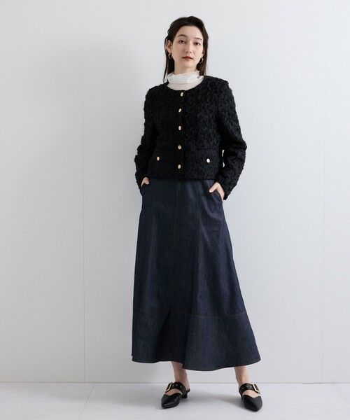 QUEENS COURT / クイーンズコート ミニ・ひざ丈スカート | デニムキリカエフレアスカート≪手洗い可能≫ | 詳細2