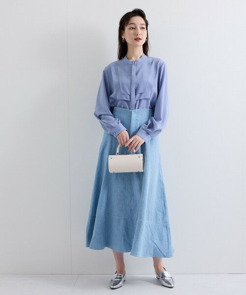 QUEENS COURT / クイーンズコート ミニ・ひざ丈スカート | デニムキリカエフレアスカート≪手洗い可能≫ | 詳細16