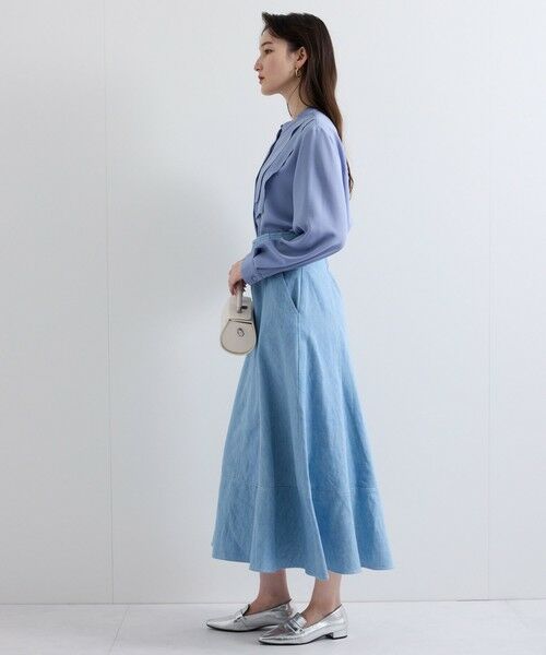 QUEENS COURT / クイーンズコート ミニ・ひざ丈スカート | デニムキリカエフレアスカート≪手洗い可能≫ | 詳細17