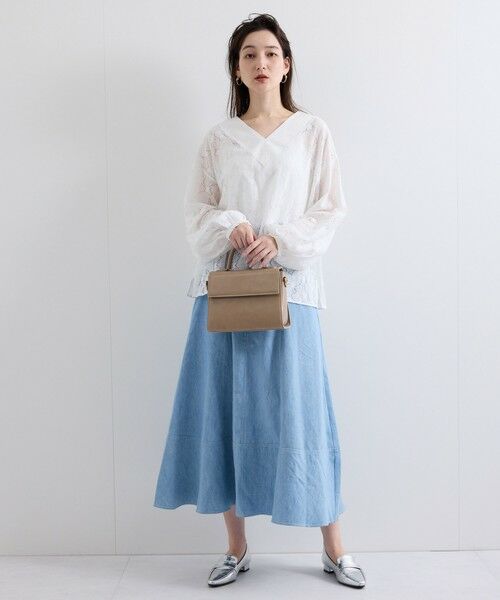 QUEENS COURT / クイーンズコート ミニ・ひざ丈スカート | デニムキリカエフレアスカート≪手洗い可能≫ | 詳細18