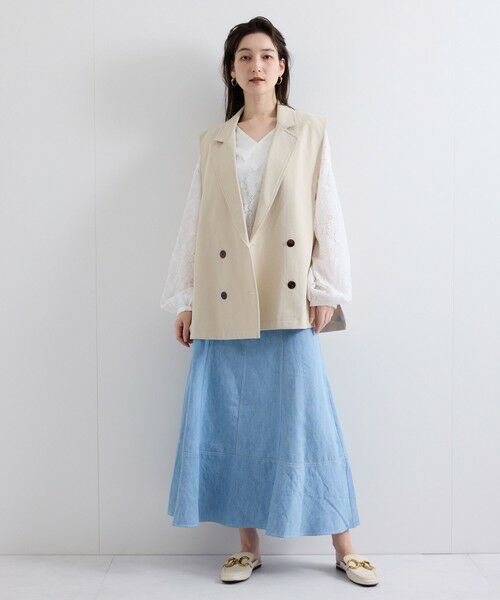 QUEENS COURT / クイーンズコート ミニ・ひざ丈スカート | デニムキリカエフレアスカート≪手洗い可能≫ | 詳細19