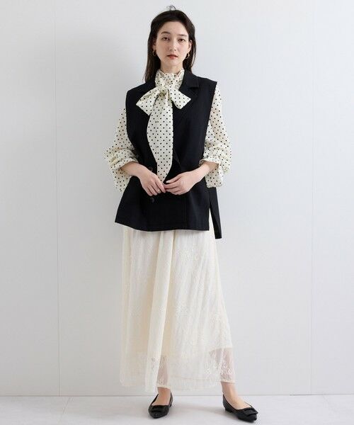 QUEENS COURT / クイーンズコート ミニ・ひざ丈スカート | シアーストレッチレーススカート≪洗濯機で洗える≫ | 詳細1